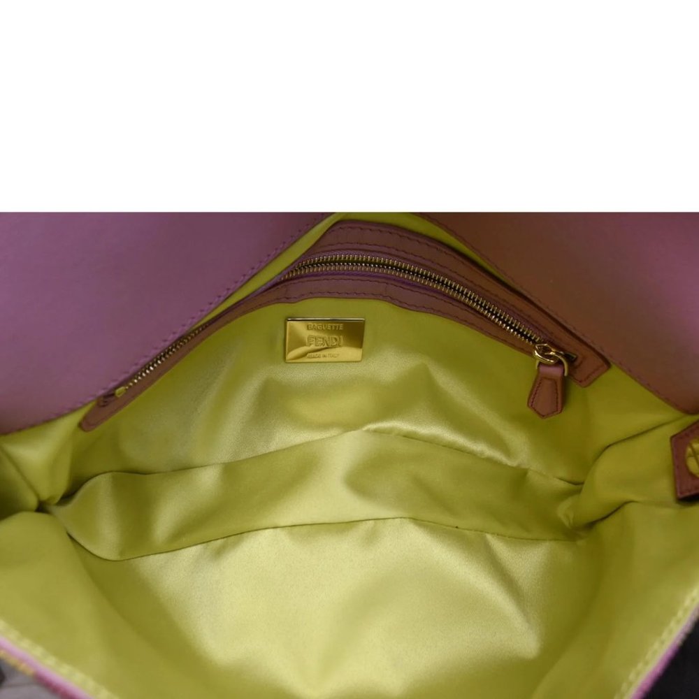 FENDI Baguette 1997 Satin Leather Shoulder Satchel Bag Multicolor - Picture 12 of 12